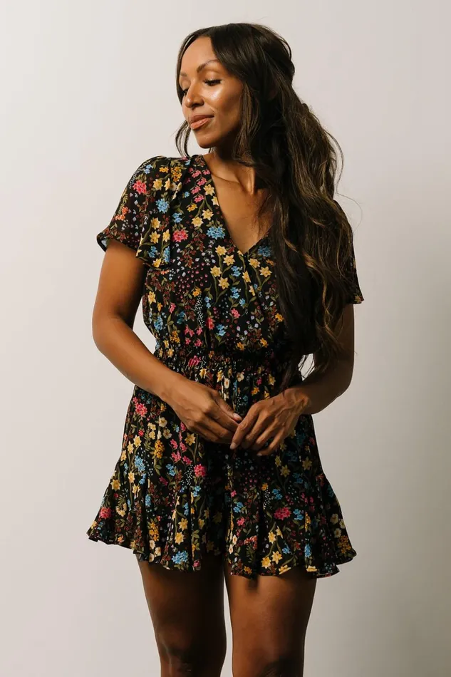 Baltic Born Jumpsuits and Rompers Candy Romper Black Floral 8211 Women