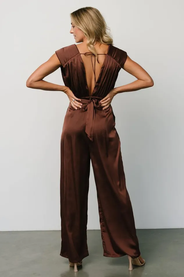 Baltic Born Jumpsuits and Rompers Caria Satin Jumpsuit Chocolate 8211 Women Baltic Born Jumpsuits and Rompers Caria Satin Jumpsuit Chocolate 8211 Women
