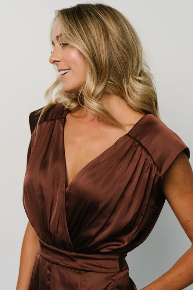 Baltic Born Jumpsuits and Rompers Caria Satin Jumpsuit Chocolate 8211 Women Baltic Born Jumpsuits and Rompers Caria Satin Jumpsuit Chocolate 8211 Women