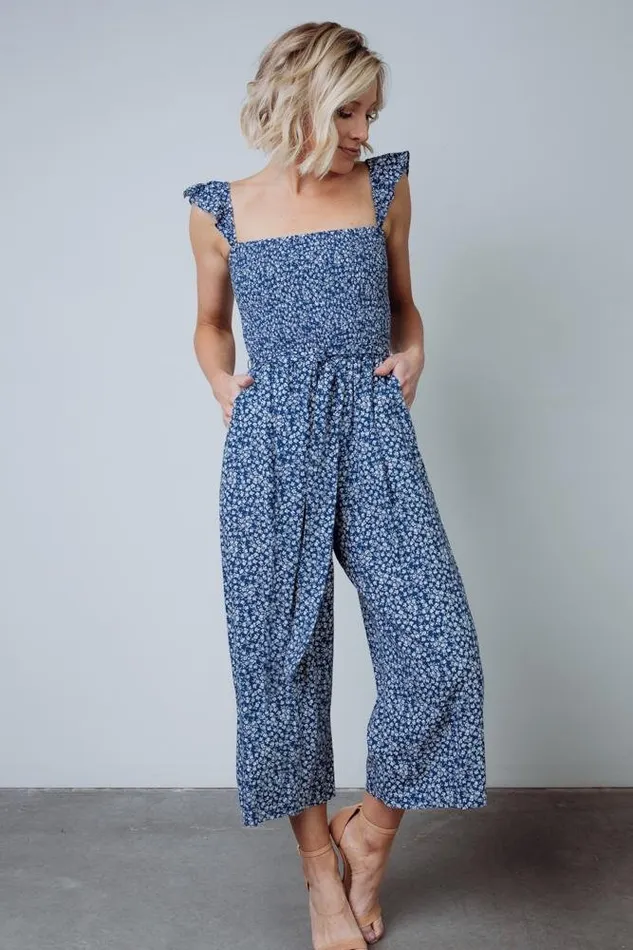 Baltic Born Jumpsuits and Rompers Hadley Smocked Jumpsuit Navy 8211 Women