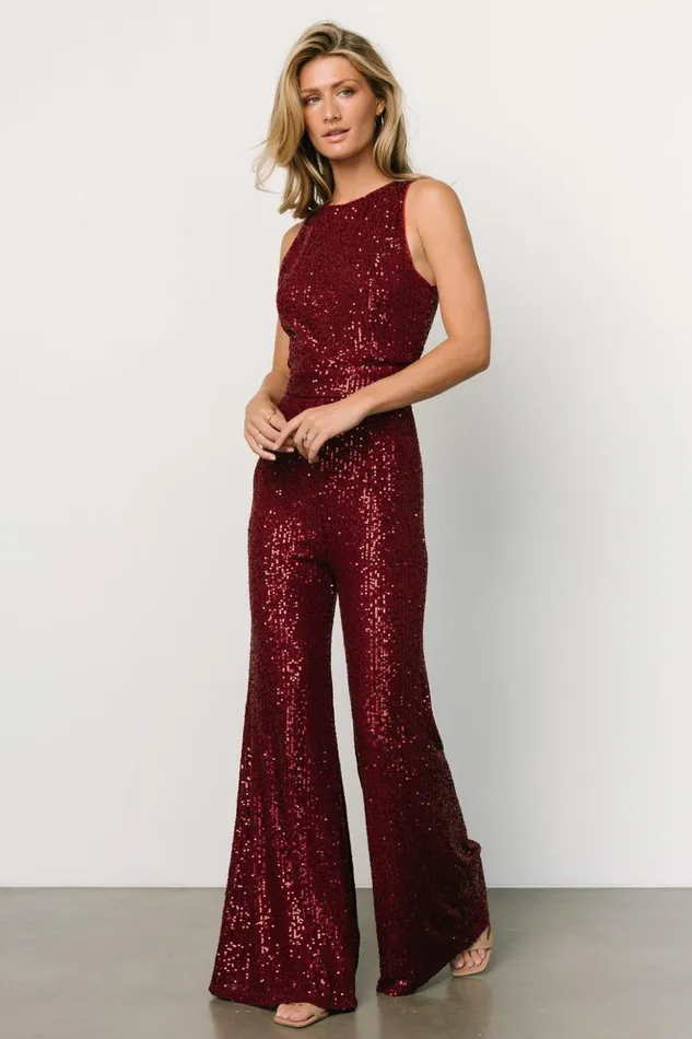 Baltic Born Jumpsuits and Rompers Hillary Sequin Jumpsuit Wine 8211 Women Baltic Born Jumpsuits and Rompers Hillary Sequin Jumpsuit Wine 8211 Women