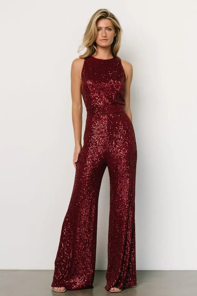 Baltic Born Jumpsuits and Rompers Hillary Sequin Jumpsuit Wine 8211 Women Baltic Born Jumpsuits and Rompers Hillary Sequin Jumpsuit Wine 8211 Women