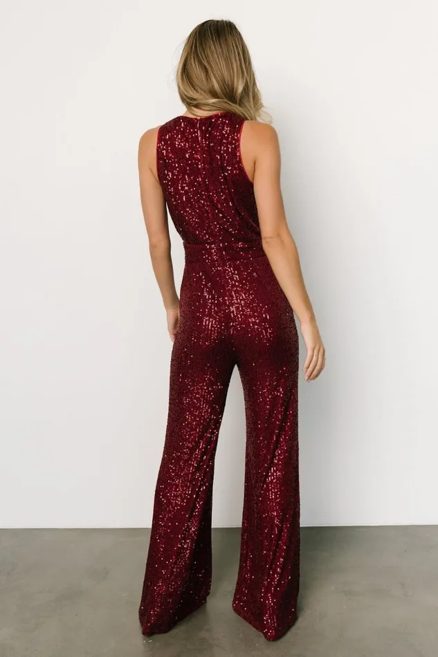 Baltic Born Jumpsuits and Rompers Hillary Sequin Jumpsuit Wine 8211 Women Baltic Born Jumpsuits and Rompers Hillary Sequin Jumpsuit Wine 8211 Women