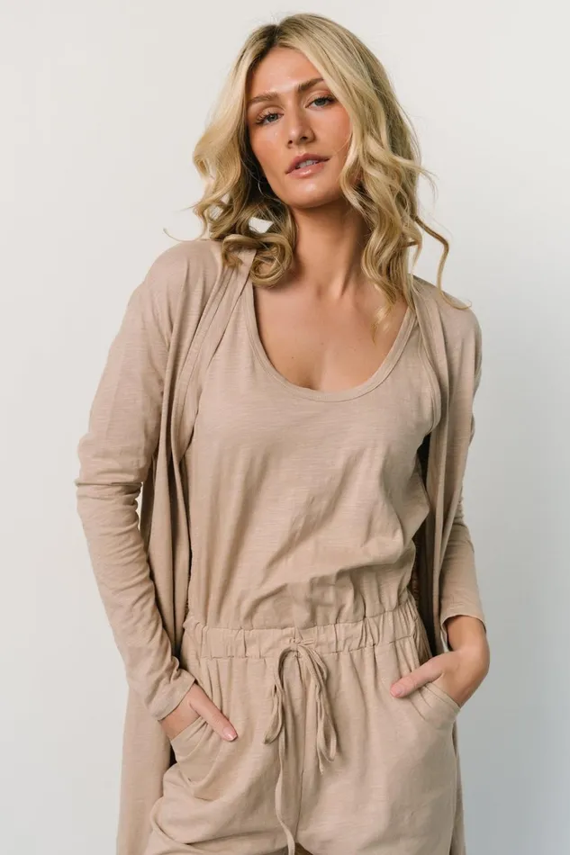 Baltic Born Jumpsuits and Rompers Janae Jumpsuit Cardigan Set Oatmeal 8211 Women
