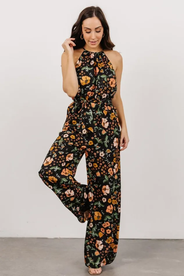 Baltic Born Jumpsuits and Rompers Mallory High Neck Jumpsuit Black Vintage Floral 8211 Women Baltic Born Jumpsuits and Rompers Mallory High Neck Jumpsuit Black Vintage Floral 8211 Women