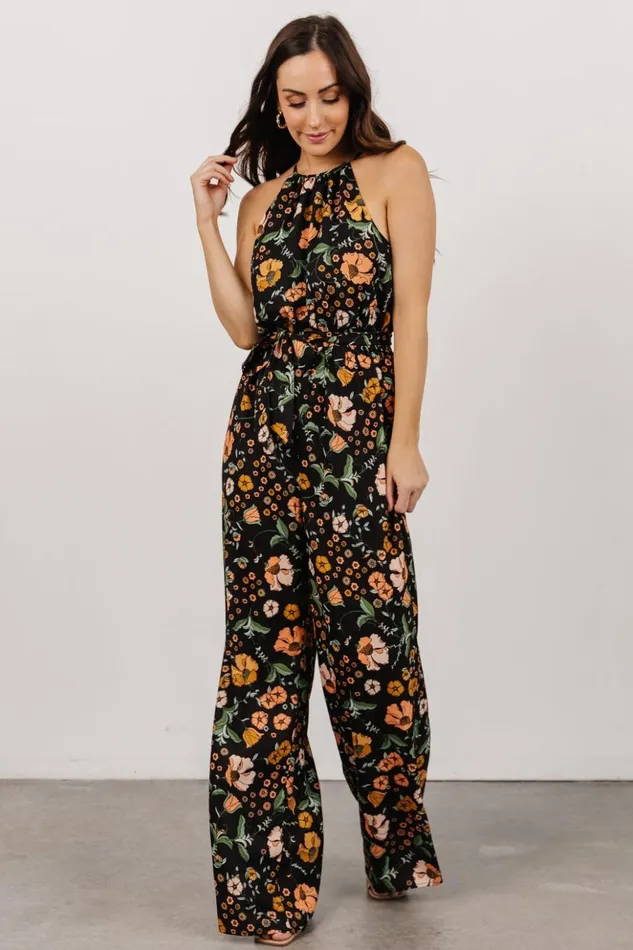 Baltic Born Jumpsuits and Rompers Mallory High Neck Jumpsuit Black Vintage Floral 8211 Women Baltic Born Jumpsuits and Rompers Mallory High Neck Jumpsuit Black Vintage Floral 8211 Women