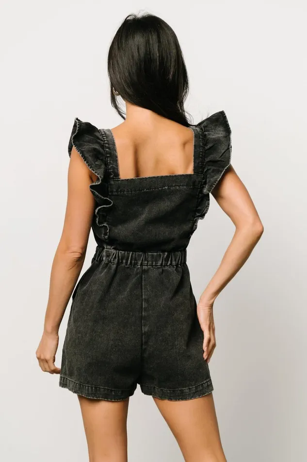 Baltic Born Jumpsuits and Rompers Montgomery Denim Romper Black 8211 Women Baltic Born Jumpsuits and Rompers Montgomery Denim Romper Black 8211 Women