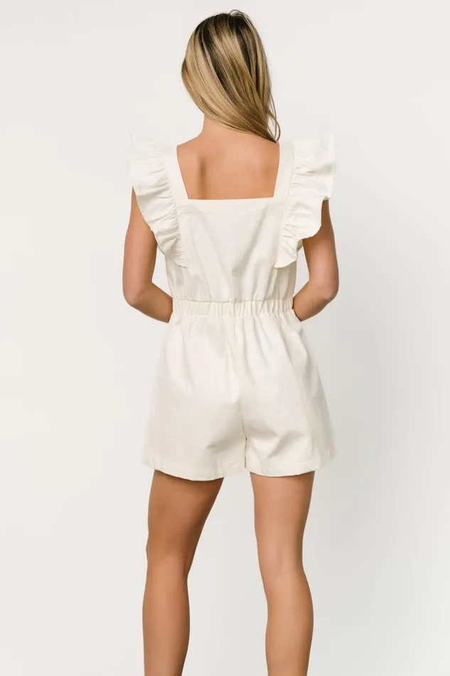 Baltic Born Jumpsuits and Rompers Montgomery Denim Romper Ivory 8211 Women Baltic Born Jumpsuits and Rompers Montgomery Denim Romper Ivory 8211 Women