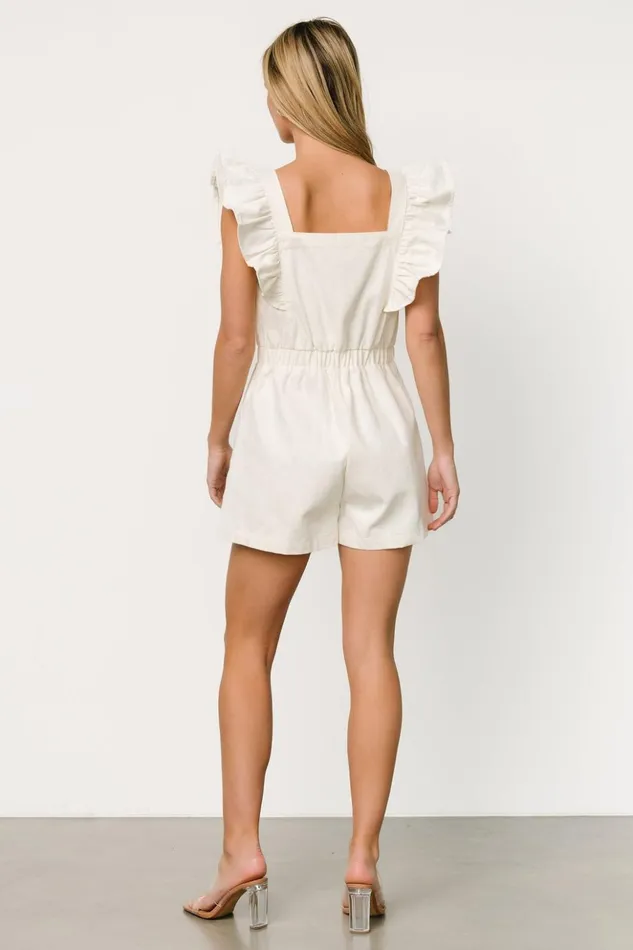 Baltic Born Jumpsuits and Rompers Montgomery Denim Romper Ivory 8211 Women Baltic Born Jumpsuits and Rompers Montgomery Denim Romper Ivory 8211 Women