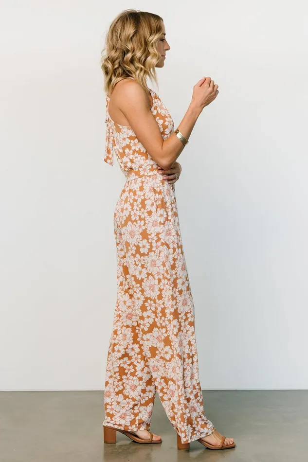Baltic Born Jumpsuits and Rompers Porto Tie Jumpsuit Camel Floral 8211 Women Baltic Born Jumpsuits and Rompers Porto Tie Jumpsuit Camel Floral 8211 Women