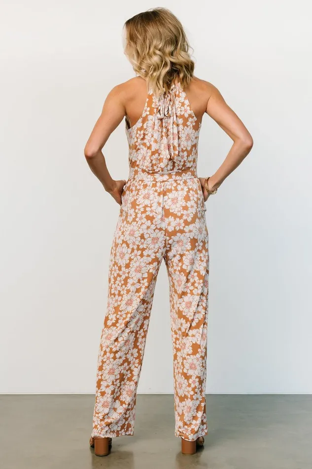 Baltic Born Jumpsuits and Rompers Porto Tie Jumpsuit Camel Floral 8211 Women Baltic Born Jumpsuits and Rompers Porto Tie Jumpsuit Camel Floral 8211 Women