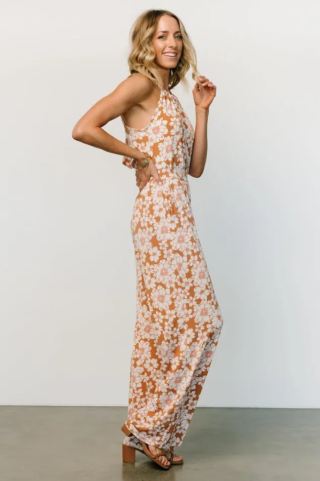 Baltic Born Jumpsuits and Rompers Porto Tie Jumpsuit Camel Floral 8211 Women Baltic Born Jumpsuits and Rompers Porto Tie Jumpsuit Camel Floral 8211 Women