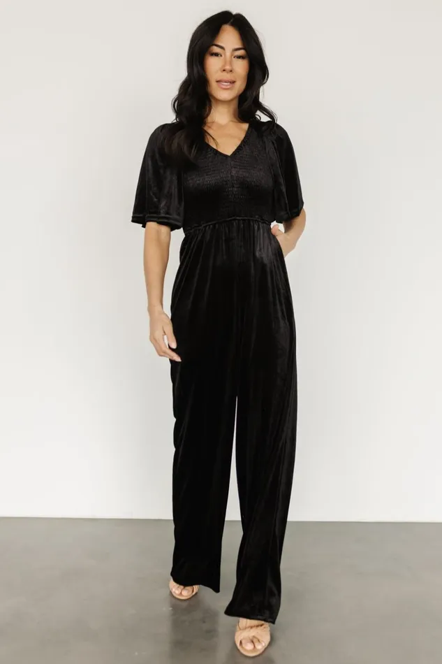 Baltic Born Jumpsuits and Rompers Regent Velvet Jumpsuit Black 8211 Women