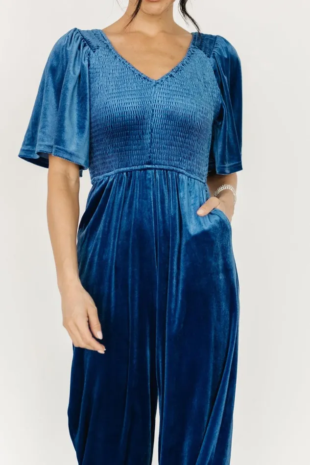 Baltic Born Jumpsuits and Rompers Regent Velvet Jumpsuit Blue 8211 Women Baltic Born Jumpsuits and Rompers Regent Velvet Jumpsuit Blue 8211 Women