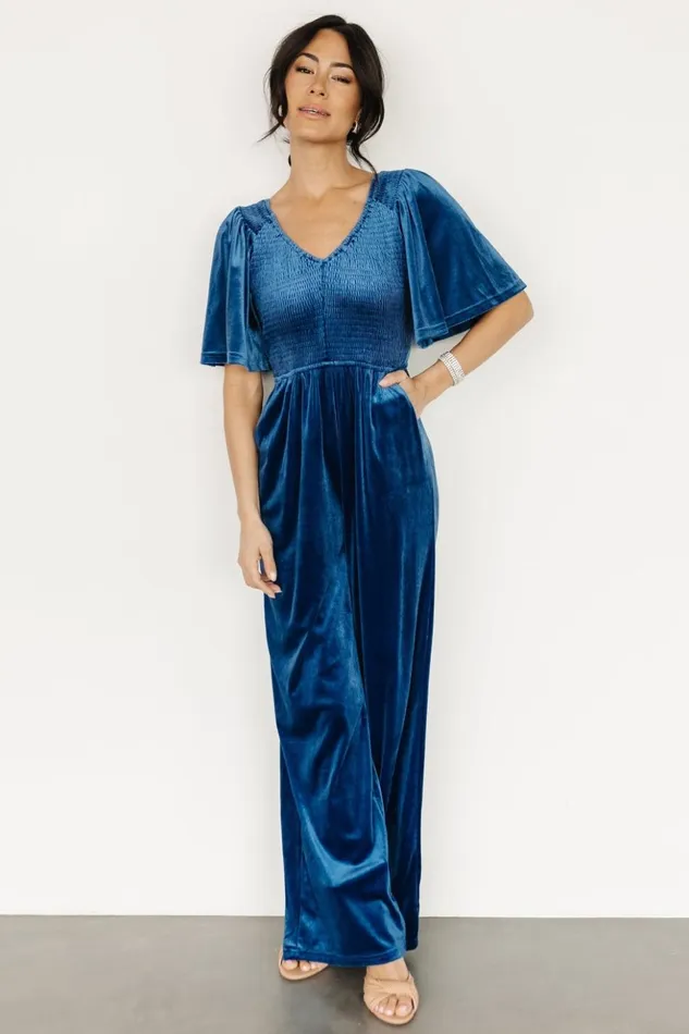 Baltic Born Jumpsuits and Rompers Regent Velvet Jumpsuit Blue 8211 Women Baltic Born Jumpsuits and Rompers Regent Velvet Jumpsuit Blue 8211 Women
