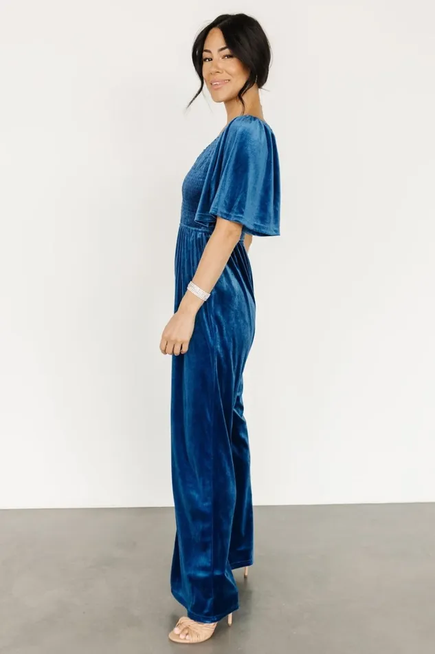 Baltic Born Jumpsuits and Rompers Regent Velvet Jumpsuit Blue 8211 Women Baltic Born Jumpsuits and Rompers Regent Velvet Jumpsuit Blue 8211 Women