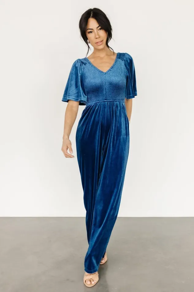 Baltic Born Jumpsuits and Rompers Regent Velvet Jumpsuit Blue 8211 Women Baltic Born Jumpsuits and Rompers Regent Velvet Jumpsuit Blue 8211 Women