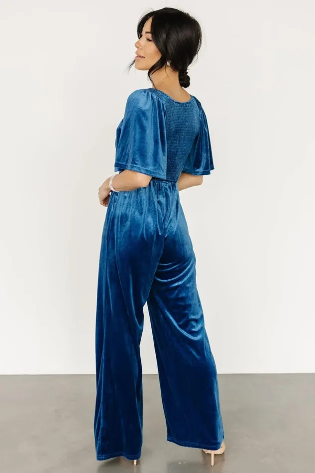 Baltic Born Jumpsuits and Rompers Regent Velvet Jumpsuit Blue 8211 Women Baltic Born Jumpsuits and Rompers Regent Velvet Jumpsuit Blue 8211 Women