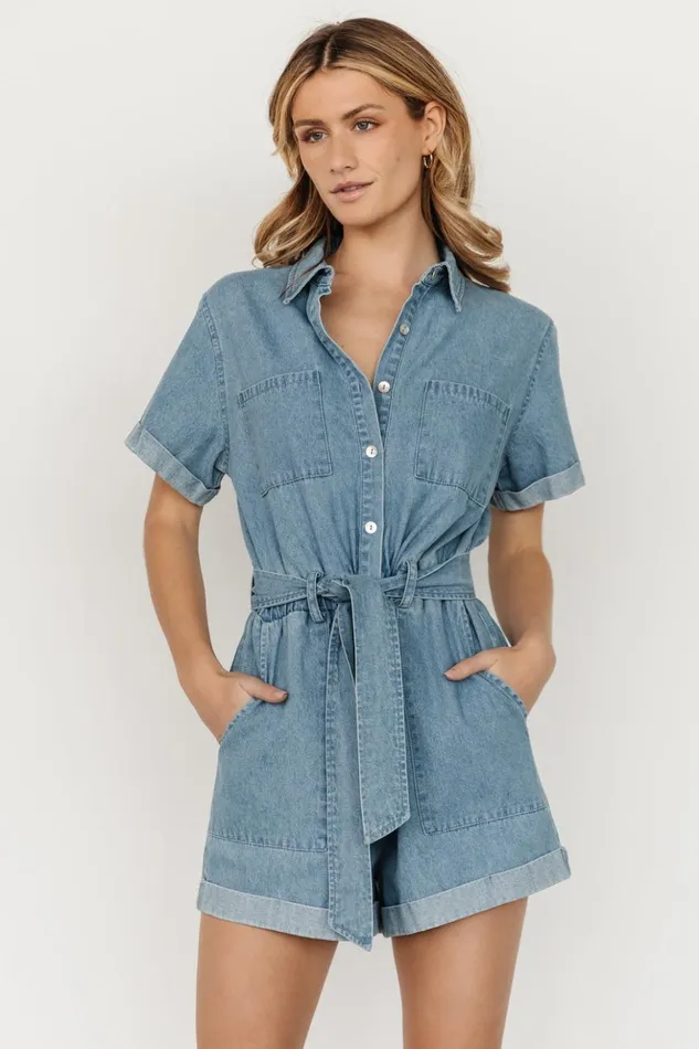 Baltic Born Jumpsuits and Rompers Ronan Button Down Romper Denim 8211 Women Baltic Born Jumpsuits and Rompers Ronan Button Down Romper Denim 8211 Women