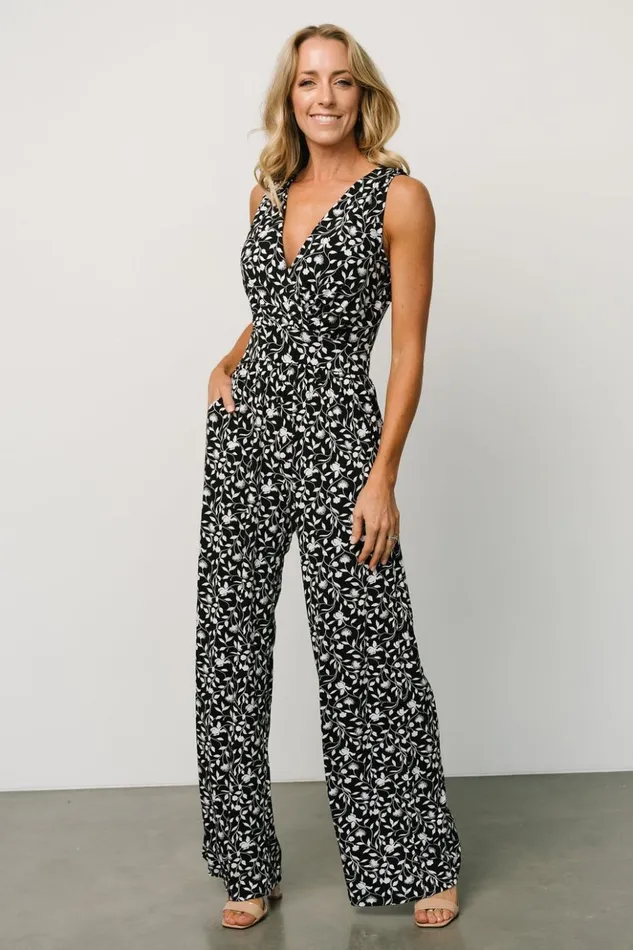 Baltic Born Jumpsuits and Rompers Rudie Sleeveless Jumpsuit Black White Floral 8211 Women Baltic Born Jumpsuits and Rompers Rudie Sleeveless Jumpsuit Black White Floral 8211 Women