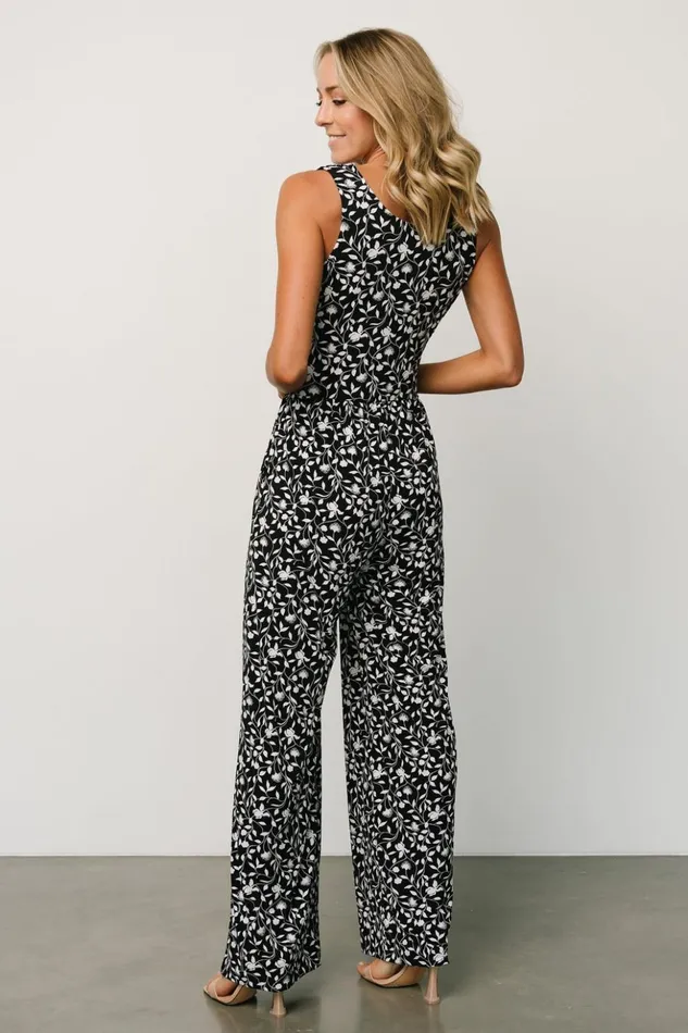 Baltic Born Jumpsuits and Rompers Rudie Sleeveless Jumpsuit Black White Floral 8211 Women Baltic Born Jumpsuits and Rompers Rudie Sleeveless Jumpsuit Black White Floral 8211 Women