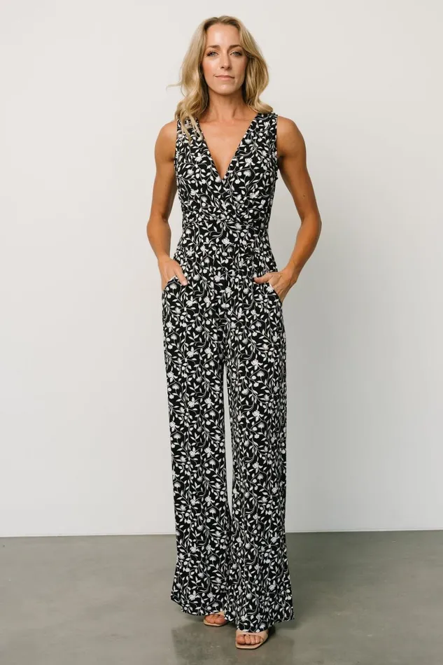Baltic Born Jumpsuits and Rompers Rudie Sleeveless Jumpsuit Black White Floral 8211 Women Baltic Born Jumpsuits and Rompers Rudie Sleeveless Jumpsuit Black White Floral 8211 Women