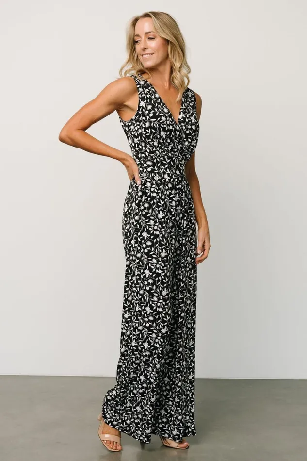 Baltic Born Jumpsuits and Rompers Rudie Sleeveless Jumpsuit Black White Floral 8211 Women Baltic Born Jumpsuits and Rompers Rudie Sleeveless Jumpsuit Black White Floral 8211 Women