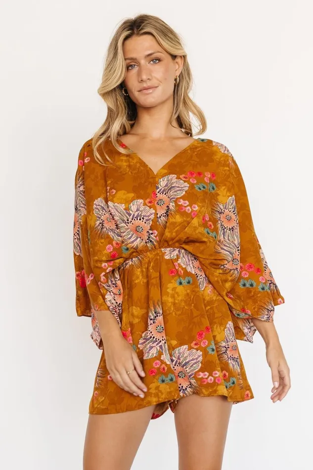 Baltic Born Jumpsuits and Rompers Tyler Kimono Romper Camel Multi 8211 Women Baltic Born Jumpsuits and Rompers Tyler Kimono Romper Camel Multi 8211 Women