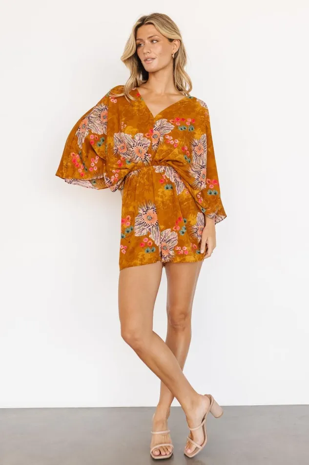 Baltic Born Jumpsuits and Rompers Tyler Kimono Romper Camel Multi 8211 Women Baltic Born Jumpsuits and Rompers Tyler Kimono Romper Camel Multi 8211 Women