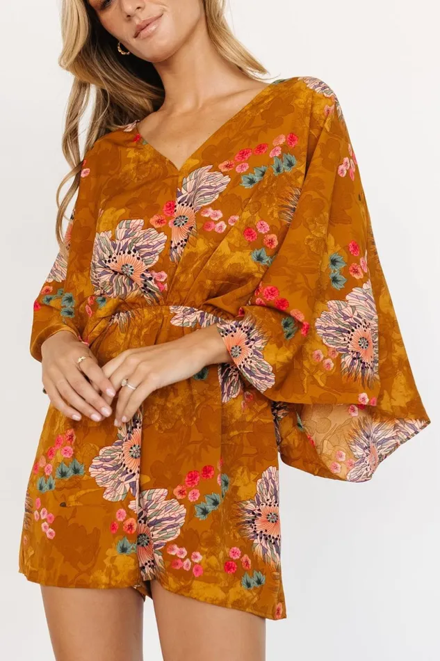 Baltic Born Jumpsuits and Rompers Tyler Kimono Romper Camel Multi 8211 Women Baltic Born Jumpsuits and Rompers Tyler Kimono Romper Camel Multi 8211 Women