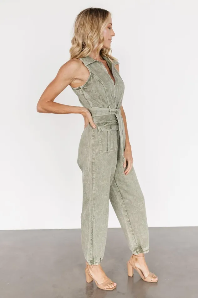 Baltic Born Jumpsuits and Rompers Zahara Sleeveless Jumpsuit Washed Olive 8211 Women Baltic Born Jumpsuits and Rompers Zahara Sleeveless Jumpsuit Washed Olive 8211 Women