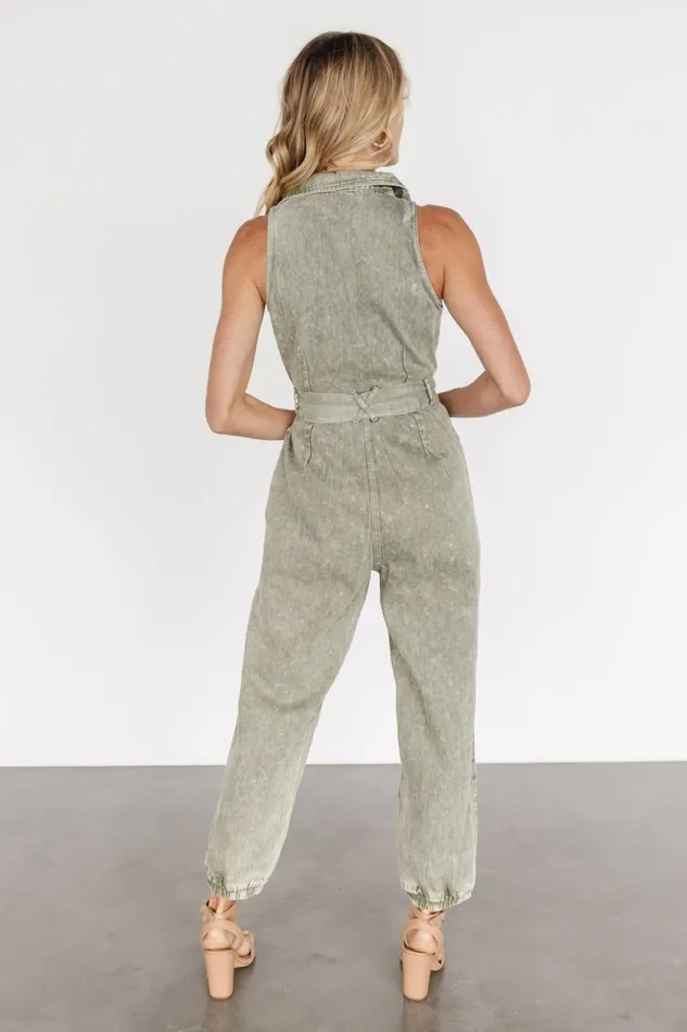 Baltic Born Jumpsuits and Rompers Zahara Sleeveless Jumpsuit Washed Olive 8211 Women Baltic Born Jumpsuits and Rompers Zahara Sleeveless Jumpsuit Washed Olive 8211 Women