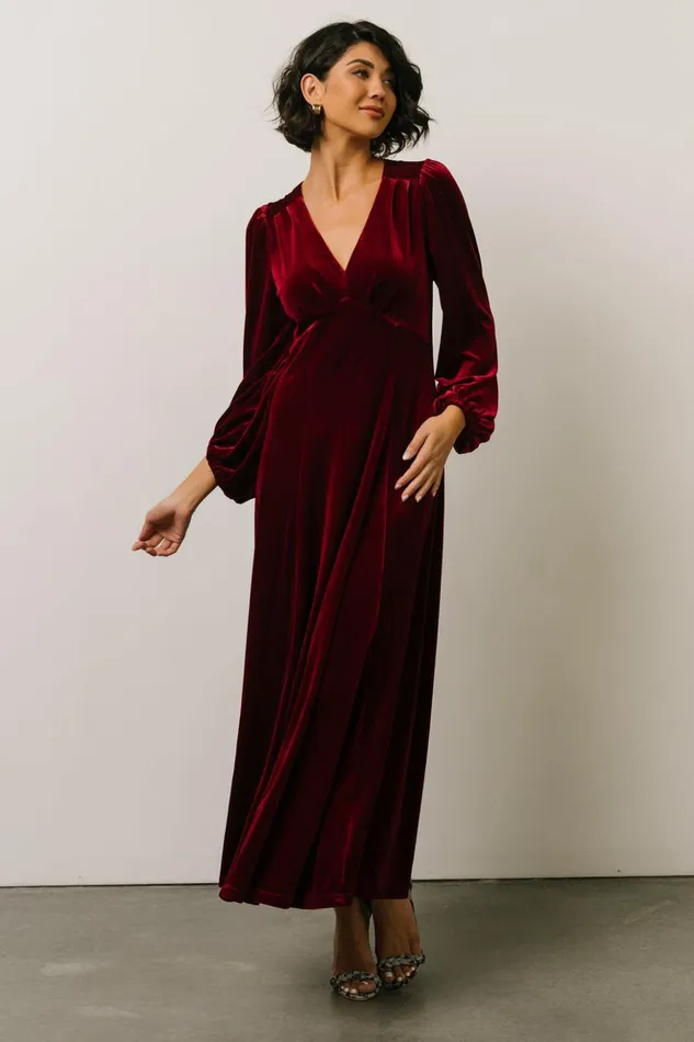 Baltic Born Maxi Dresses Adelita Velvet Maxi Dress Merlot 8211 Women Baltic Born Maxi Dresses Adelita Velvet Maxi Dress Merlot 8211 Women
