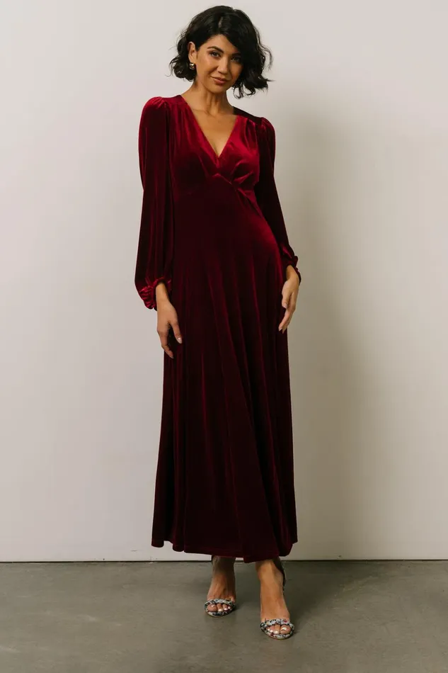 Baltic Born Maxi Dresses Adelita Velvet Maxi Dress Merlot 8211 Women Baltic Born Maxi Dresses Adelita Velvet Maxi Dress Merlot 8211 Women