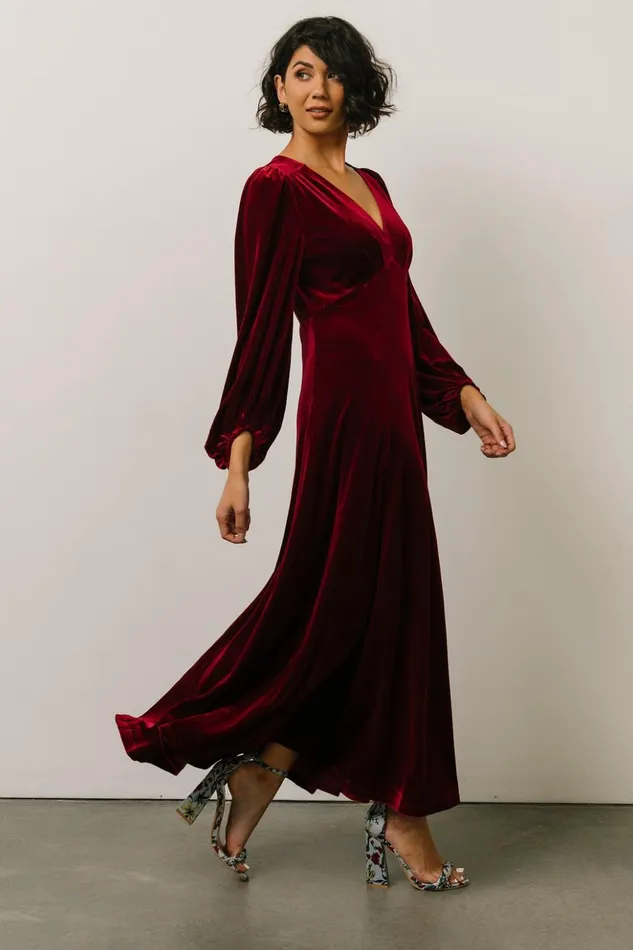 Baltic Born Maxi Dresses Adelita Velvet Maxi Dress Merlot 8211 Women Baltic Born Maxi Dresses Adelita Velvet Maxi Dress Merlot 8211 Women