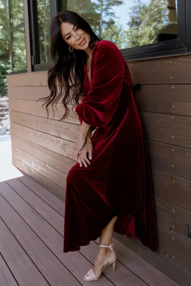 Baltic Born Maxi Dresses Adelita Velvet Maxi Dress Merlot 8211 Women Baltic Born Maxi Dresses Adelita Velvet Maxi Dress Merlot 8211 Women