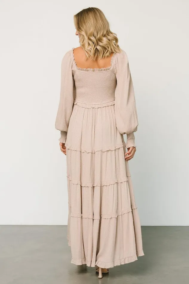 Baltic Born Maxi Dresses Amanda Smocked Dotted Maxi Dress Beige 8211 Women Baltic Born Maxi Dresses Amanda Smocked Dotted Maxi Dress Beige 8211 Women