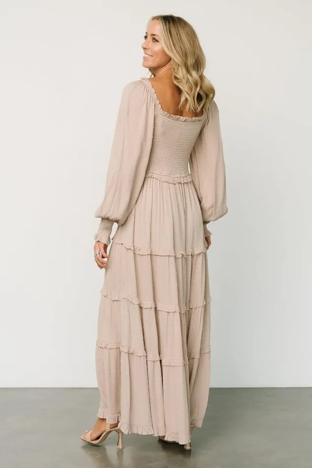 Baltic Born Maxi Dresses Amanda Smocked Dotted Maxi Dress Beige 8211 Women Baltic Born Maxi Dresses Amanda Smocked Dotted Maxi Dress Beige 8211 Women
