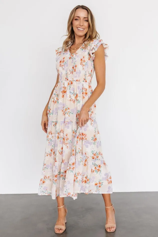 Baltic Born Maxi Dresses Arla Smocked Maxi Dress Cream Floral 8211 Women
