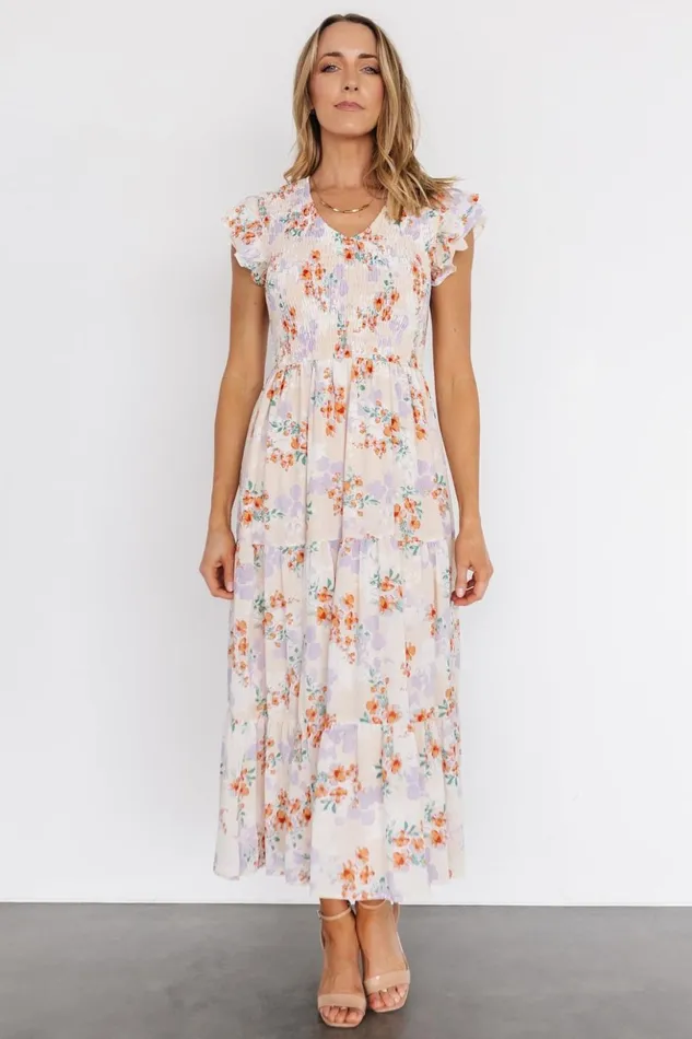 Baltic Born Maxi Dresses Arla Smocked Maxi Dress Cream Floral 8211 Women Baltic Born Maxi Dresses Arla Smocked Maxi Dress Cream Floral 8211 Women