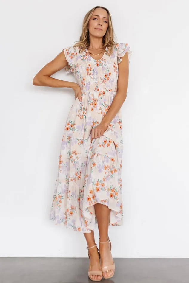Baltic Born Maxi Dresses Arla Smocked Maxi Dress Cream Floral 8211 Women Baltic Born Maxi Dresses Arla Smocked Maxi Dress Cream Floral 8211 Women