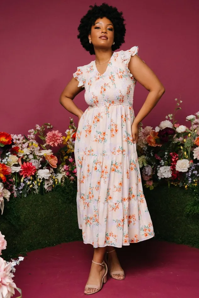 Baltic Born Maxi Dresses Arla Smocked Maxi Dress Cream Floral 8211 Women Baltic Born Maxi Dresses Arla Smocked Maxi Dress Cream Floral 8211 Women