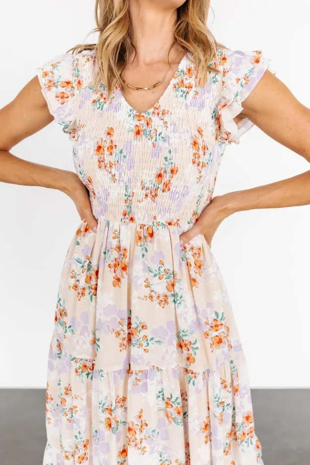 Baltic Born Maxi Dresses Arla Smocked Maxi Dress Cream Floral 8211 Women Baltic Born Maxi Dresses Arla Smocked Maxi Dress Cream Floral 8211 Women