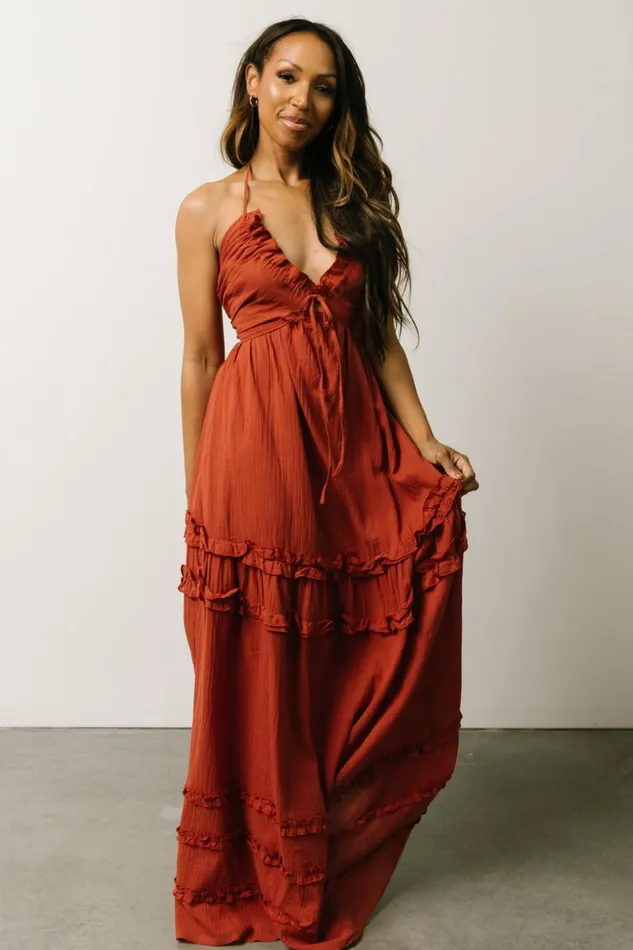 Baltic Born Maxi Dresses Augusta Halter Neck Maxi Dress Terracotta 8211 Women Baltic Born Maxi Dresses Augusta Halter Neck Maxi Dress Terracotta 8211 Women
