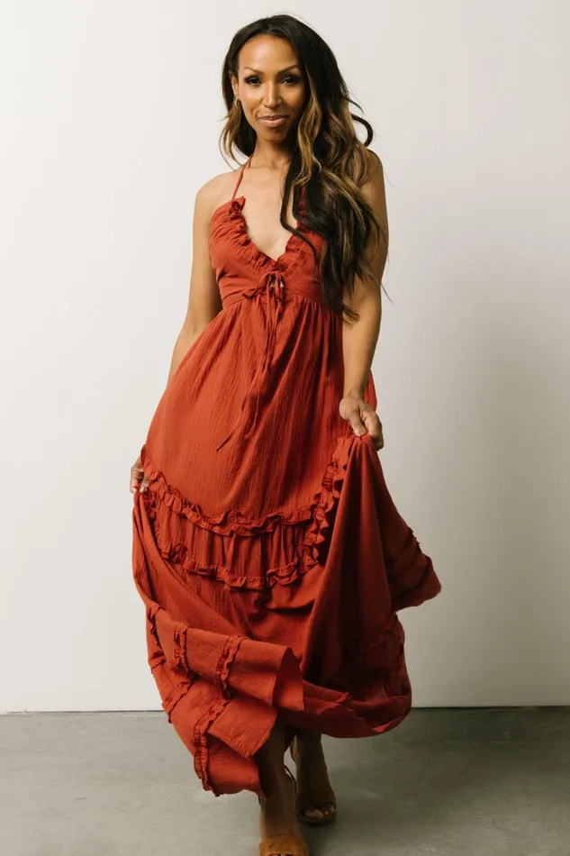 Baltic Born Maxi Dresses Augusta Halter Neck Maxi Dress Terracotta 8211 Women Baltic Born Maxi Dresses Augusta Halter Neck Maxi Dress Terracotta 8211 Women