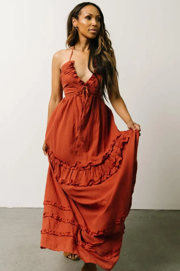 Baltic Born Maxi Dresses Augusta Halter Neck Maxi Dress Terracotta 8211 Women Baltic Born Maxi Dresses Augusta Halter Neck Maxi Dress Terracotta 8211 Women