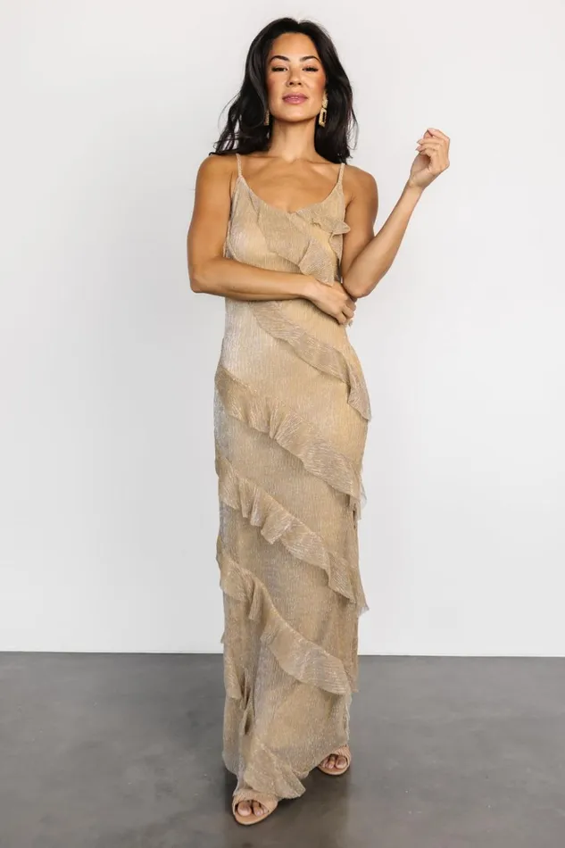Baltic Born Maxi Dresses Belisama Ruffle Gown Gold 8211 Women