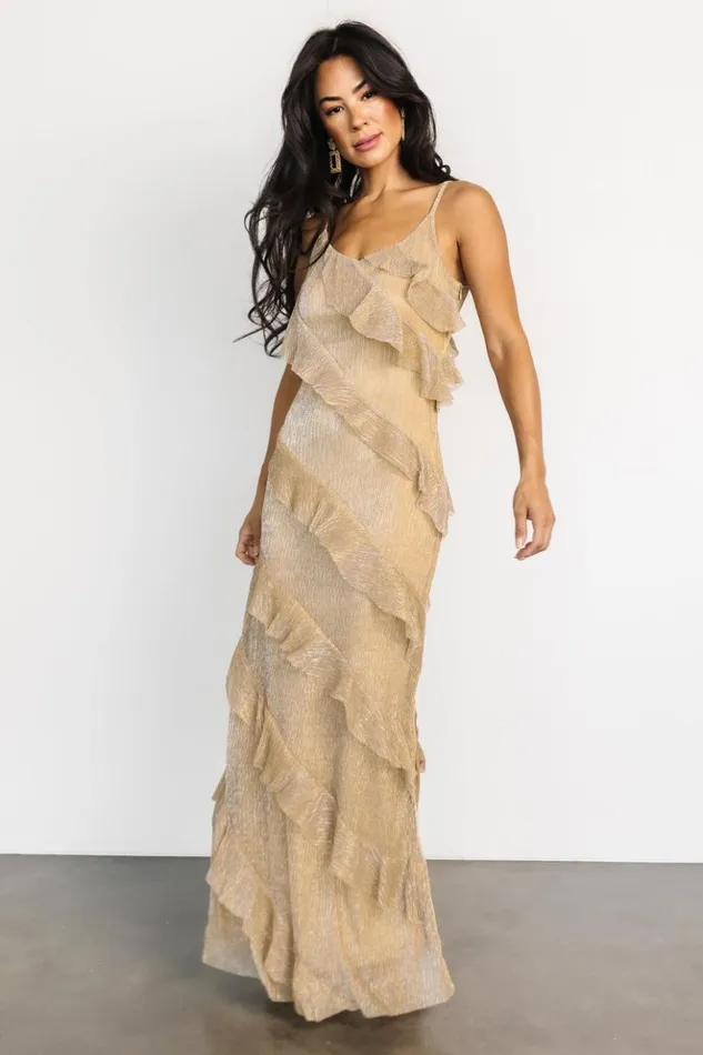 Baltic Born Maxi Dresses Belisama Ruffle Gown Gold 8211 Women Baltic Born Maxi Dresses Belisama Ruffle Gown Gold 8211 Women