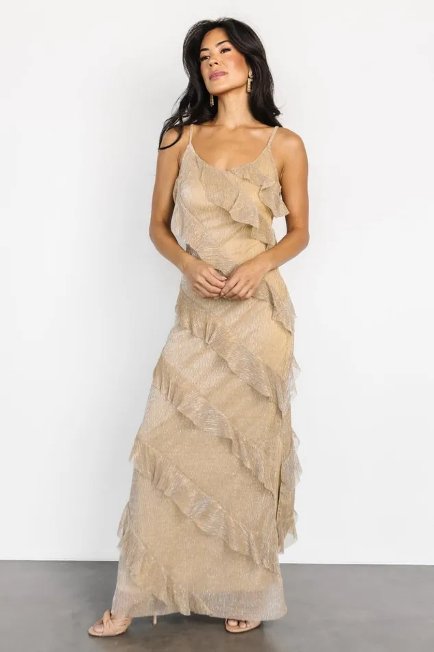 Baltic Born Maxi Dresses Belisama Ruffle Gown Gold 8211 Women Baltic Born Maxi Dresses Belisama Ruffle Gown Gold 8211 Women