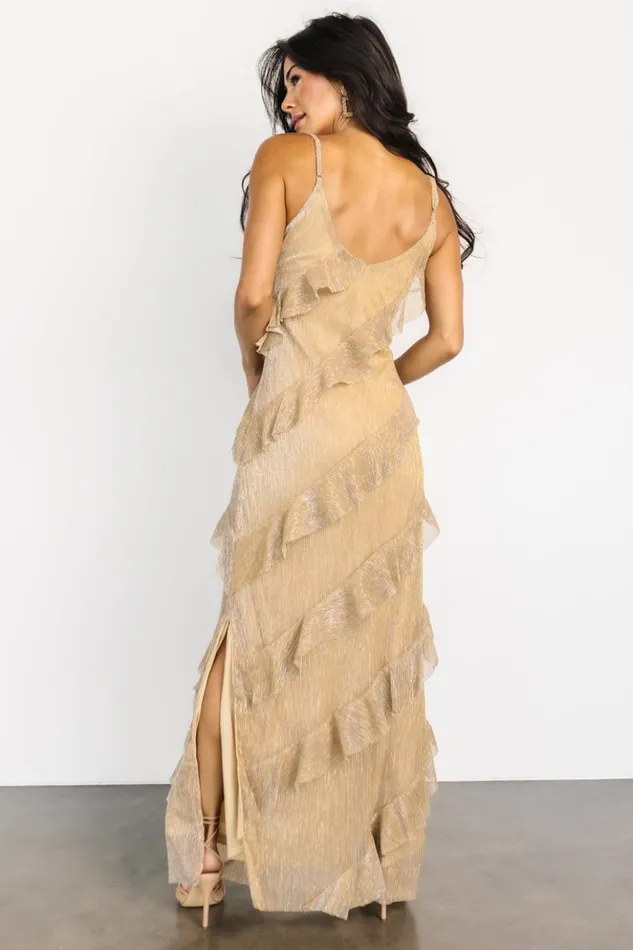 Baltic Born Maxi Dresses Belisama Ruffle Gown Gold 8211 Women Baltic Born Maxi Dresses Belisama Ruffle Gown Gold 8211 Women
